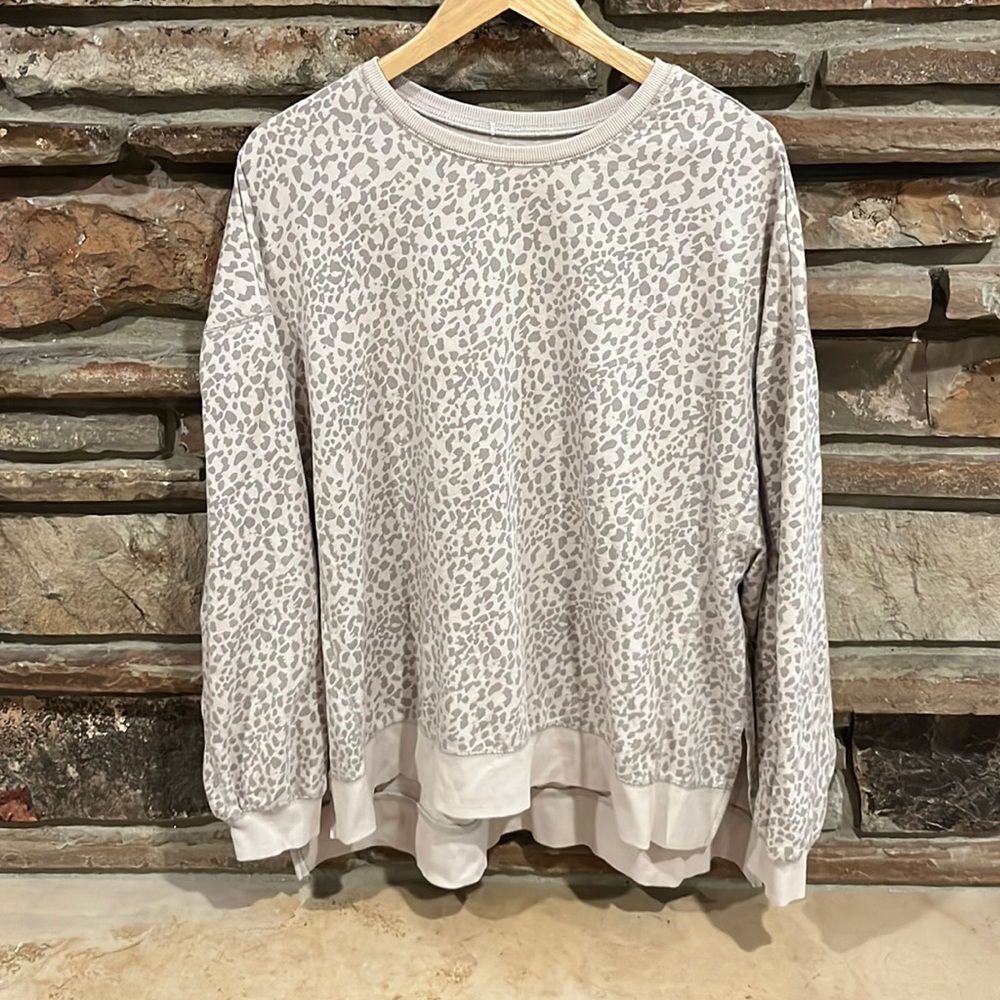 Z Supply Oversized Leopard Print Crewneck Sweatshirt